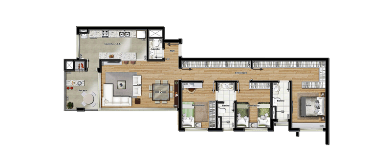 Apartamento final 01 e 02 / 3 Su�tes