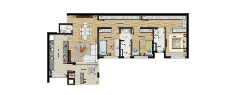 Apartamento final 03 e 04 / 3 Su�tes